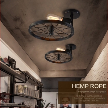 Αμερικάνικου στυλ φωτιστικό τοίχου με τροχό, λοφτ ρετρό βιομηχανικός σχεδιασμός