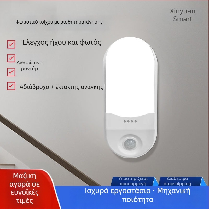 LED τοίχου φως για διαδρόμους και σκάλες με αισθητήρα κίνησης και ραντάρ έλεγχο φωτός – επιτοιχίο φωτιστικό έκτακτης ανάγκης