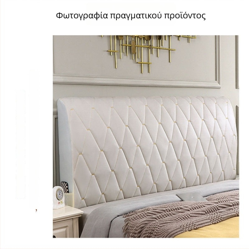 Καλύμμα κεφαλής κρεβατιού από quilted τεχνολογικό ύφασμα, με μεγάλο διαμαντοειδές μοτίβο και μαλακή πλευρική θήκη για κινητό