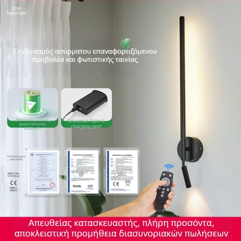 2026 Νέο μοντέλο ασύρματη RGB LED λάμπα τοίχου, ατμοσφαιρικός φωτισμός για τον τοίχο φόντου του σαλονιού και λάμπα κομοδίνο υπνοδωματίου