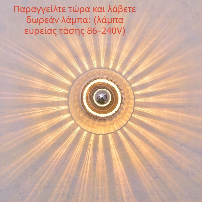 Απλός λαμπτήρας τοίχου με γυάλινο σκιάδιο, ιαπωνικού στυλ για διάδρομο, βορειοευρωπαϊκό ρετρό σχέδιο για μπαλκόνι, είσοδο και σκάλες