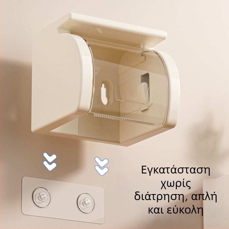 Μοντέρνος τοίχος χωρίς τρύπες για ρολό χαρτιού, αδιάβροχη θήκη χαρτιού με βεντούζα για μπάνιο