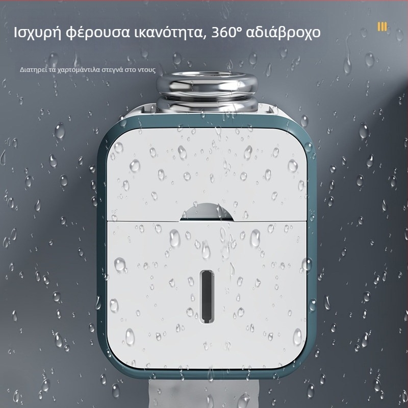 Επιτοίχιος κάτοχος ρολού τουαλέτας και διανομέας χαρτιού, ράφι μπάνιου χωρίς διάτρηση, PP υλικό