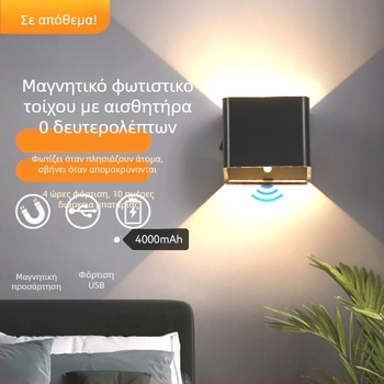 Φωτιστικό τοίχου με επαγωγική φόρτιση και μαγνητική στερέωση, χωρίς τρύπες και καλώδια, φωτιστικό κρεβατοκάμαρας για ξενοδοχεία