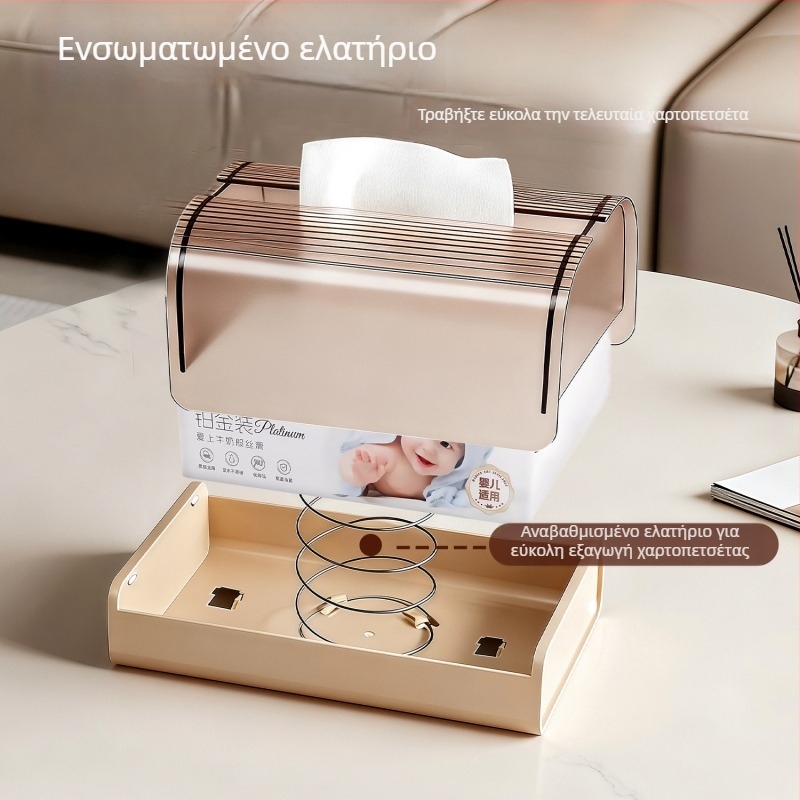 Κουτί χαρτοπετσέτων με ελαφριά πολυτέλεια – επιτραπέζιο για σαλόνι, μπάνιο και τουαλέτα, πολυλειτουργική θήκη αποθήκευσης με ελατήριο