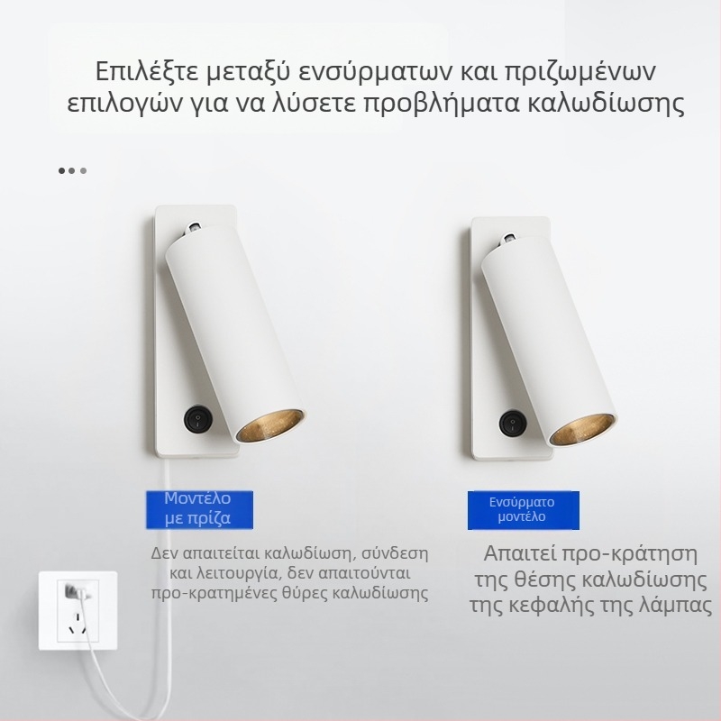 Λαμπτήρας τοίχου με πλήρες φάσμα προστασίας ματιών, περιστρεφόμενος λαμπτήρας ανάγνωσης δίπλα στο κρεβάτι, για σαλόνι, υπνοδωμάτιο και μελέτη, δημιουργικός λαμπτήρας LED