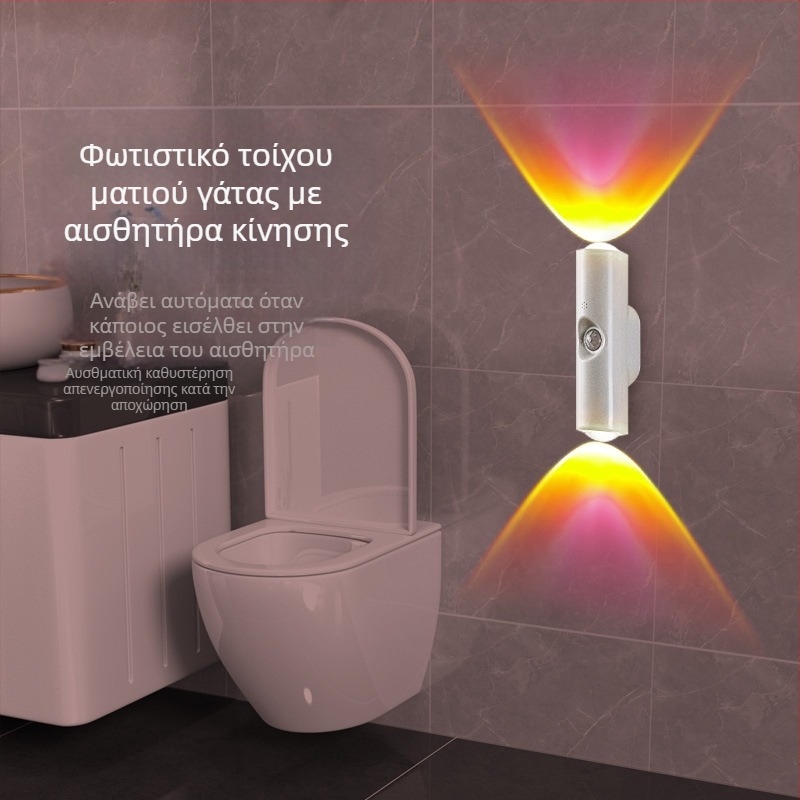 LED νυχτερινό φως με αισθητήρα κίνησης τοίχου για υπνοδωμάτιο – μαγνητικός σχεδιασμός σε σχήμα ματιού γάτας