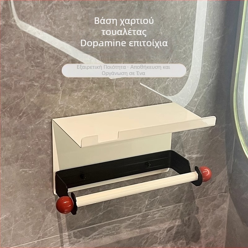 Επιτοίχιος κάδος ρολού χαρτιού υγείας με χώρο αποθήκευσης χαρτοπετσέτας, χωρίς διάτρηση, μοντέρνος τετράγωνος σχεδιασμός μπάνιου