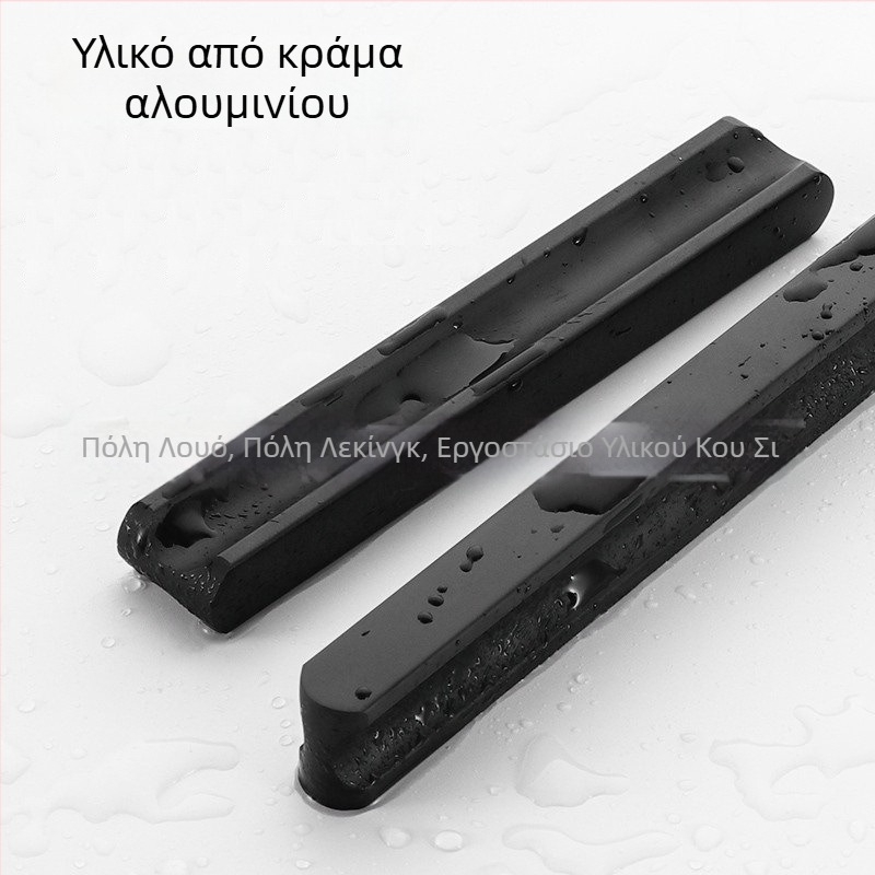 Μακριά λαβή πόρτας ντουλάπας με Τ-σχηματισμένο στρογγυλό άκρο, μαύρη με χρυσές λεπτομέρειες