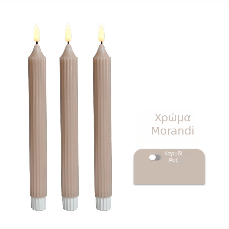 LED κερί Morandi Color Series, κυλινδρικό κερί παραφίνης για χριστουγεννιάτικη και γαμήλια διακόσμηση