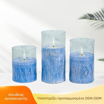 LED ηλεκτρονικό κερί με σχέδιο Ice Flower, κυλινδρικό LED κερί για ατμόσφαιρα, για γενέθλια και γάμο
