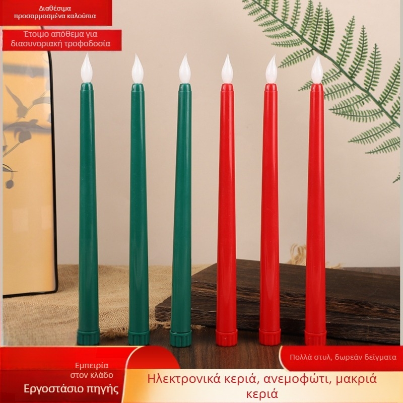 LED κερί χωρίς φλόγα σε μακρύ στύλο με κεφαλή από κερί, για διακόσμηση Halloween, Χριστουγέννων και γάμου