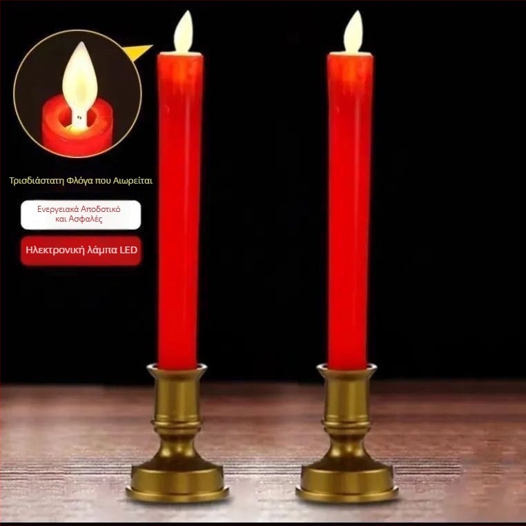 Κόκκινο LED ηλεκτρονικό κερί με μακράς διαρκείας ασφαλή μπαταρία, κατάλληλο για γιορτές νέου σπιτιού και γάμους