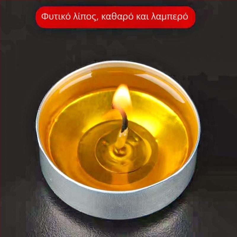 100 κεριά από βούτυρο για προσφορές στον Βούδα, οικιακό ιερό, χωρίς καπνό, 2/4/8/24 ώρες καύσης
