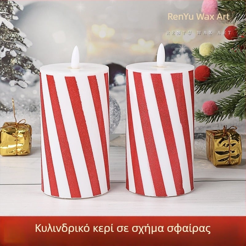 LED κερί με ρίγες για τραπεζαρία, χριστουγεννιάτικο φωτιστικό με ρομαντική ατμόσφαιρα, διακοσμητικό φως για γάμους και φωτογράφηση