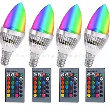 3W Έξυπνο RGB λαμπάκι με αλλαγή χρωμάτων, τηλεχειριστήριο, LED προβολέας RGB, λαμπάκι τύπου κεριού, ρυθμιζόμενη φωτεινότητα