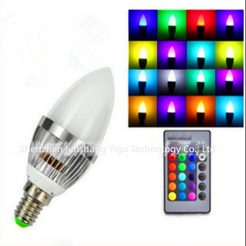 3W Έξυπνο RGB λαμπάκι με αλλαγή χρωμάτων, τηλεχειριστήριο, LED προβολέας RGB, λαμπάκι τύπου κεριού, ρυθμιζόμενη φωτεινότητα