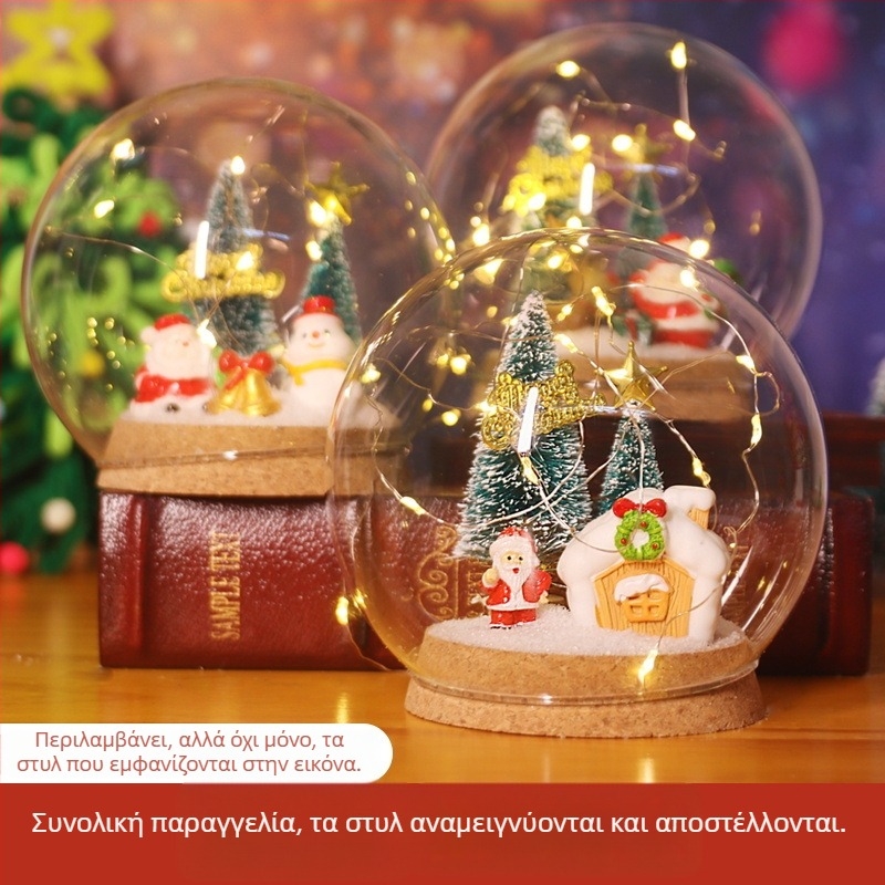 DIY χριστουγεννιάτικη κρυστάλλινη μπάλα με τον Άγιο Βασίλη κάτω από γυάλινο θόλο – επιτραπέζιο διακοσμητικό κιτ