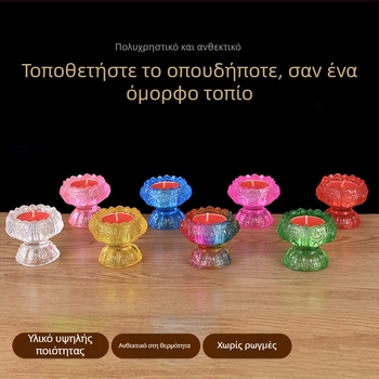 Πολύχρωμος γυάλινος φορέας λαμπάδας βουτύρου για οικιακή χρήση, βάση Βούδα με σχέδιο λωτού