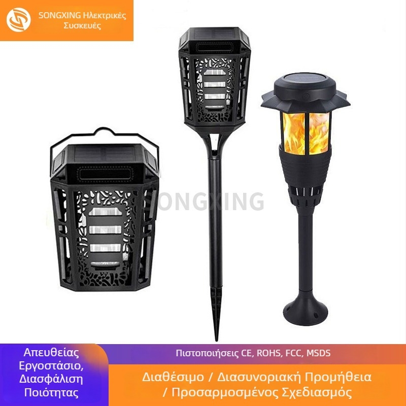 Λαμπτήρας φλόγας με 36 LED, ηλιακός, κρεμαστός, φορητός, αδιάβροχος, τετράγωνος φωτισμός για κήπο και τοίχο