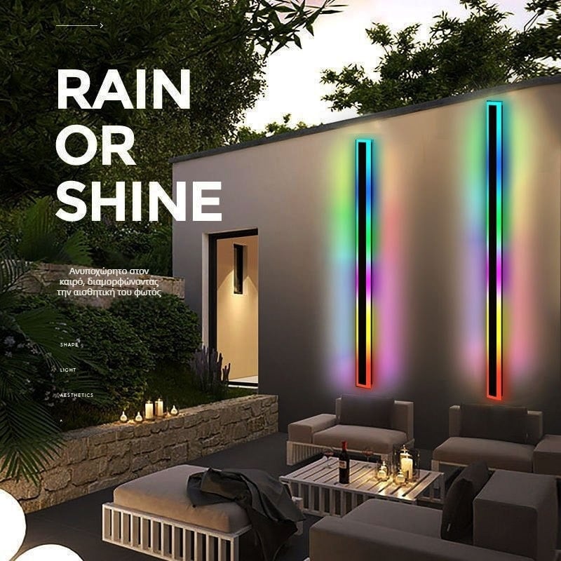 Εξωτερικός αδιάβροχος RGB τοιχοφωτιστικό με έμπνευση από γκράφιτι και μινιμαλιστικό σχεδιασμό γραμμών για αυλή