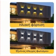Ηλιακό διακοσμητικό εξωτερικό τοίχικό LED φωτιστικό με αισθητήρα για αυλή