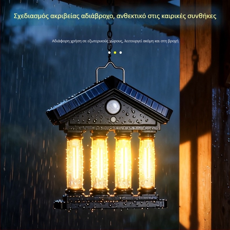Εξωτερικός ηλιακός λαμπτήρας τοίχου κήπου με έλεγχο φωτισμού και αισθητήρα κίνησης, ζεστό φως από νήμα βολφραμίου