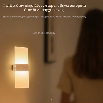 LED τοίχου με επαναφορτιζόμενη μπαταρία, ρύθμιση φωτεινότητας χωρίς βήματα, αισθητήρας κίνησης, φόρτιση USB 5V, νυχτερινό φως μεγάλης χωρητικότητας BD818