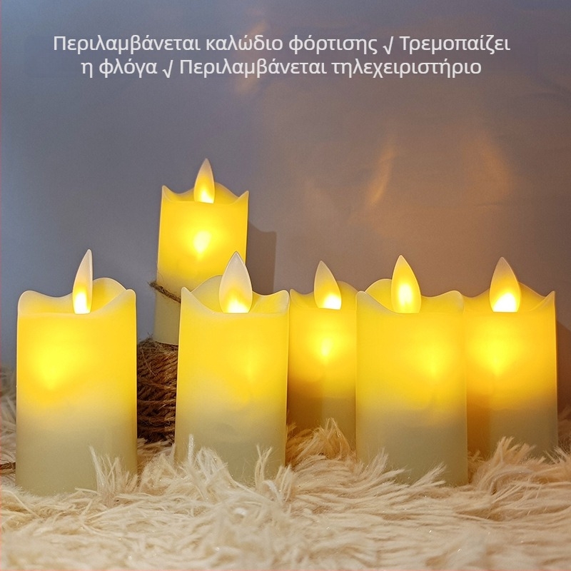 Επαναφορτιζόμενο LED ηλεκτρονικό κερί με κουνάμενο φυτίλι, ABS πλαστικό, ρομαντική ατμόσφαιρα, φανάρι κεριών για γενέθλια ή πρόταση γάμου