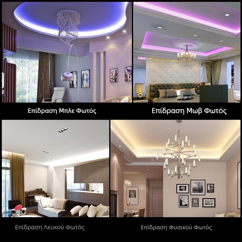 Μωβ LED ταινία φωτισμού, οικιακή χρήση, τριχρωμία αλλαγή χρώματος, αδιάβροχη, 220V διακοσμητική λωρίδα φωτισμού για οροφή σαλονιού και εξωτερικούς χώρους