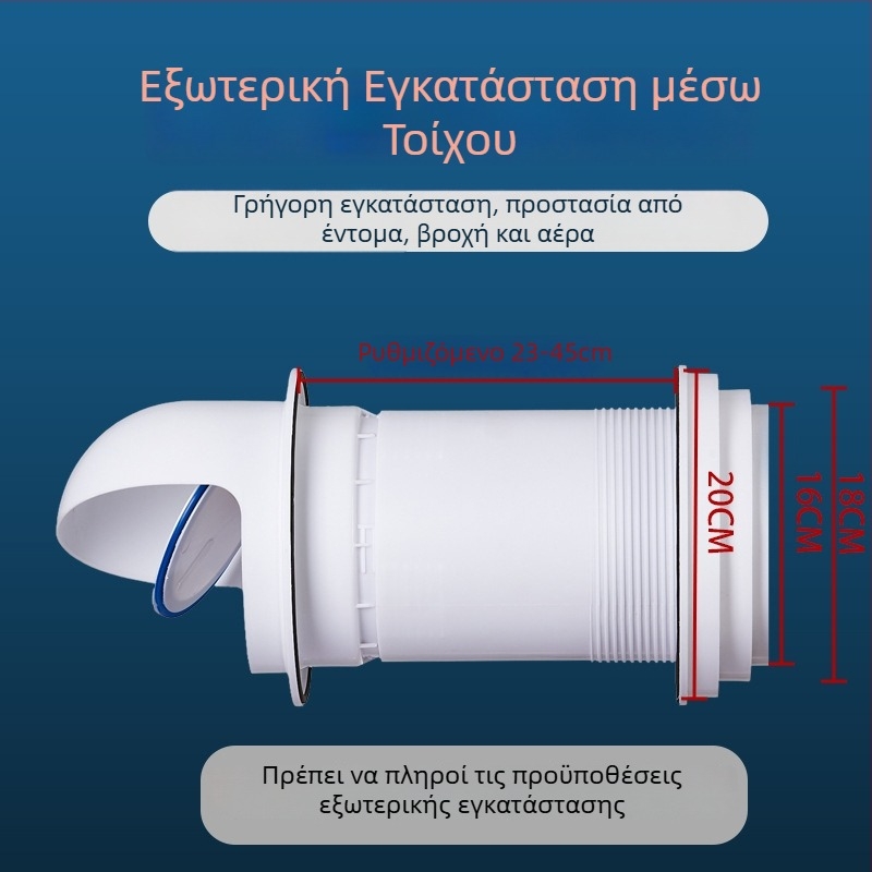 Αναβαθμισμένη βαλβίδα ελέγχου κουζίνας με αντιανεμικό καπάκι – μέσω τοίχου, γυάλινη βαλβίδα, αδιάβροχη και προστασία από πουλιά