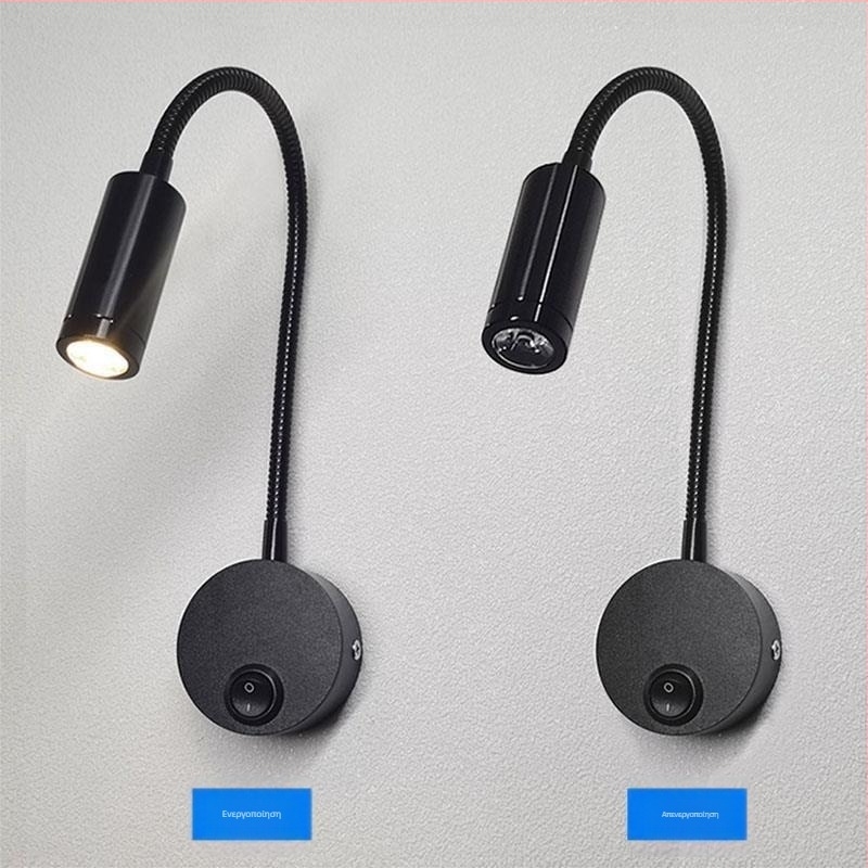 Επιτοίχιο LED προβολέας με εύκαμπτο σωλήνα, 1W/3W, φωτισμός ανάγνωσης δίπλα στο κρεβάτι σε διαμέρισμα, φωτισμός φόντου τοίχου για εικόνες, μινιμαλιστικό στυλ