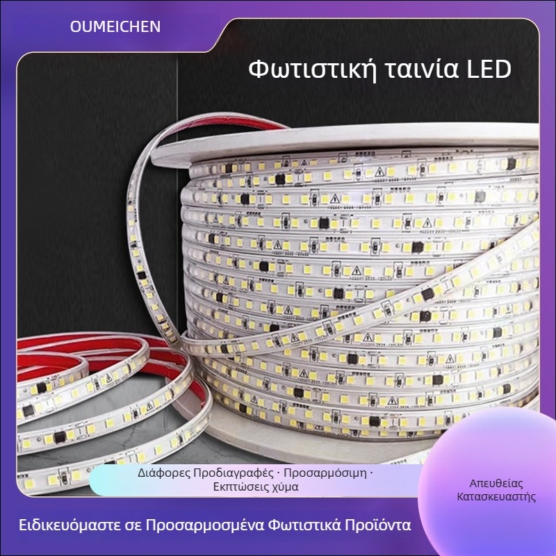 LED λωρίδα 220V χωρίς οδηγό, αυτοκόλλητη, υπερλαμπρή γραμμική λωρίδα φωτισμού οικιακής χρήσης, χωρίς συγκόλληση, υψηλή φωτεινότητα