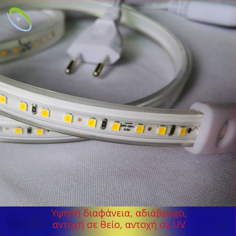 Αναβαθμισμένη λωρίδα LED 2835, 220V αδιάβροχη, χωρίς καλώδια, 120 LED/m, μήκος 1 m, 12W, 28–30 lm ανά LED, δέσμη 120°, υψηλή φωτεινότητα