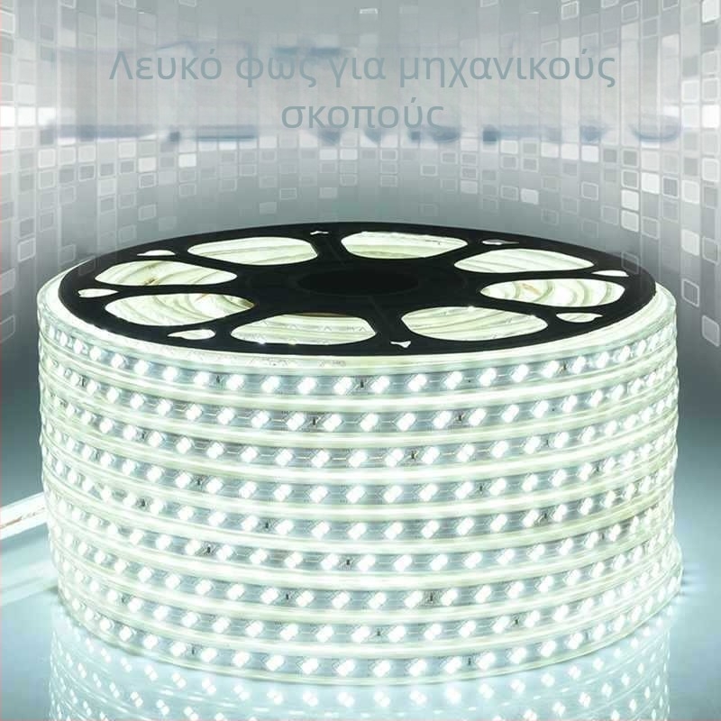 Αδιάβροχη εξωτερική LED λωρίδα φωτισμού με λευκό φως για εξωτερικούς τοίχους, εργοτάξια και σήραγγες, 220V