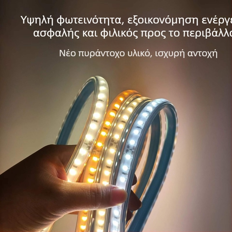 Λωρίδα LED 220V υψηλής τάσης, κοπή κάθε 10 εκ., εξωτερική αδιάβροχη για εντοιχισμένες εγκαταστάσεις σε κανάλια