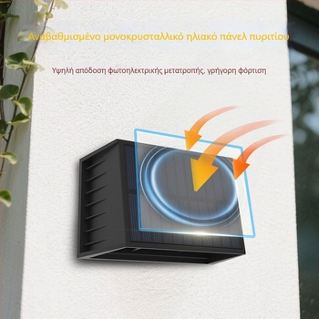 Ηλιακή εξωτερική τοίχικη λάμπα, υπερφωτεινή για αυλή, φωτισμός πάνω-κάτω, φως τοίχου‑πλυντήριο για βίλες ή κατοικίες, χωρίς καλώδια