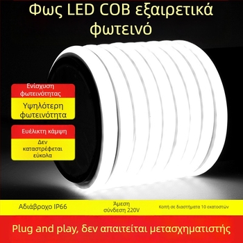 Λωρίδα LED με αυτοκόλλητη σιλικόνη, αδιάβροχη COB, γραμμική λυχνία οροφής για οικιακή χρήση – υπερλεπτή, απαλό φως