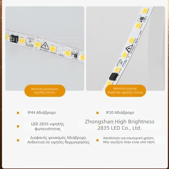 Ταινία LED 220V ultra‑thin αυτοκόλλητη για εσωτερικό φωτισμό οροφής και ντουλαπιού, με αλουμινίου κανάλι, 10 m, LED 2835