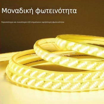 Ταινία ευέλικτου LED φωτισμού, 220V, Αδιάβροχη, Θερμό λευκό, Διακόσμηση οροφής και εξωτερικού χώρου
