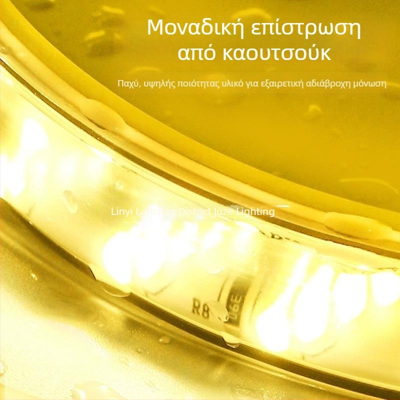 Ταινία ευέλικτου LED φωτισμού, 220V, Αδιάβροχη, Θερμό λευκό, Διακόσμηση οροφής και εξωτερικού χώρου