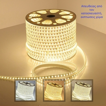 Ελαστική LED ταινία 2835, διπλής σειράς, 220V, αδιάβροχη εξωτερική, φωτεινή λωρίδα υψηλής φωτεινότητας