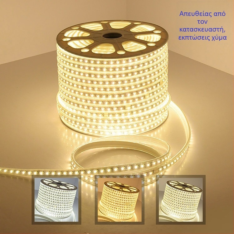 Ελαστική LED ταινία 2835, διπλής σειράς, 220V, αδιάβροχη εξωτερική, φωτεινή λωρίδα υψηλής φωτεινότητας