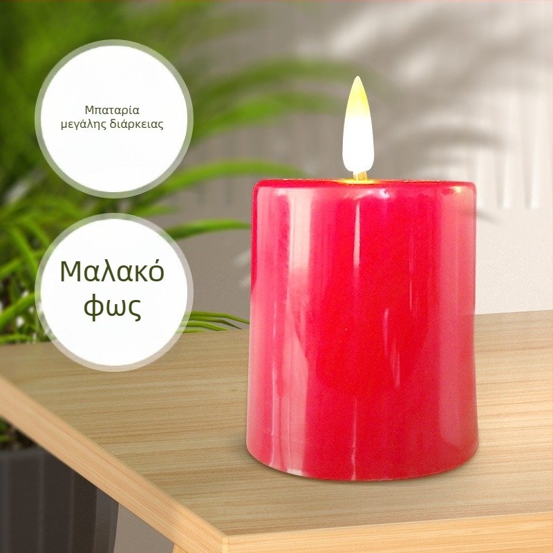 Φωτιστικό LED σε κυλινδρικό σχήμα με ζεστό, τρεμοπαίζον φως κεριού για διακόσμηση υπνοδωματίου και καθιστικού.