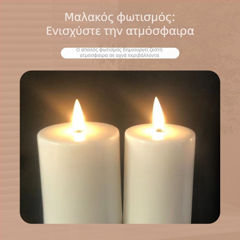 Φωτιστικό LED σε κυλινδρικό σχήμα με ζεστό, τρεμοπαίζον φως κεριού για διακόσμηση υπνοδωματίου και καθιστικού.