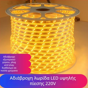 LED 220V υψηλής φωτεινότητας αδιάβροχη λωρίδα φωτισμού για εξωτερικό μηχανικό φωτισμό, οροφή σήραγγας και εξωτερικός τοίχος, ευέλικτη RGB λωρίδα φωτισμού