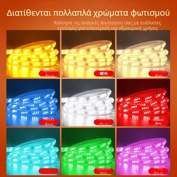 LED 220V υψηλής φωτεινότητας αδιάβροχη λωρίδα φωτισμού για εξωτερικό μηχανικό φωτισμό, οροφή σήραγγας και εξωτερικός τοίχος, ευέλικτη RGB λωρίδα φωτισμού