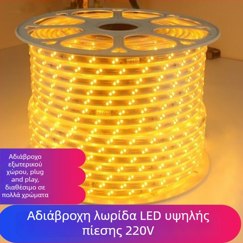 LED 220V υψηλής φωτεινότητας αδιάβροχη λωρίδα φωτισμού για εξωτερικό μηχανικό φωτισμό, οροφή σήραγγας και εξωτερικός τοίχος, ευέλικτη RGB λωρίδα φωτισμού