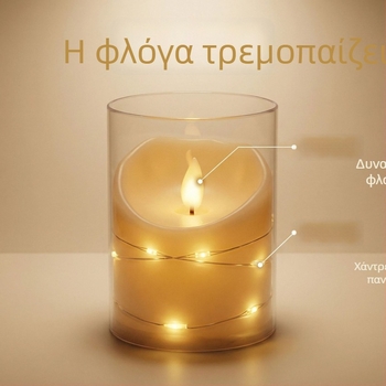 LED κερί με προσομοιωμένη ταλάντωση, τηλεχειριστήριο — ακρυλικό κύπελλο, φως ατμόσφαιρας για γάμο και γενέθλια