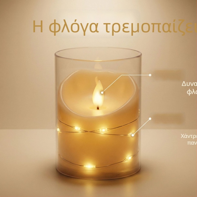 LED κερί με προσομοιωμένη ταλάντωση, τηλεχειριστήριο — ακρυλικό κύπελλο, φως ατμόσφαιρας για γάμο και γενέθλια